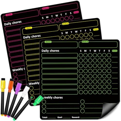 Magnetic Chore Chart for Kids Multiple Kids Teens Adult Family, Dry Erase Acrylic Chore Chart for Fridge, Responsibility Reward Chore Board for Refrigerator 5 Pcs