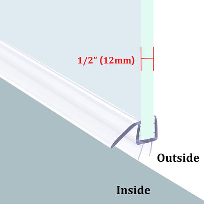 36" Shower Door Bottom Seal Strip for 3/8" (10mm) Glass – Ultra Clear Polycarbonate Shower Door Sweep, Single Pack