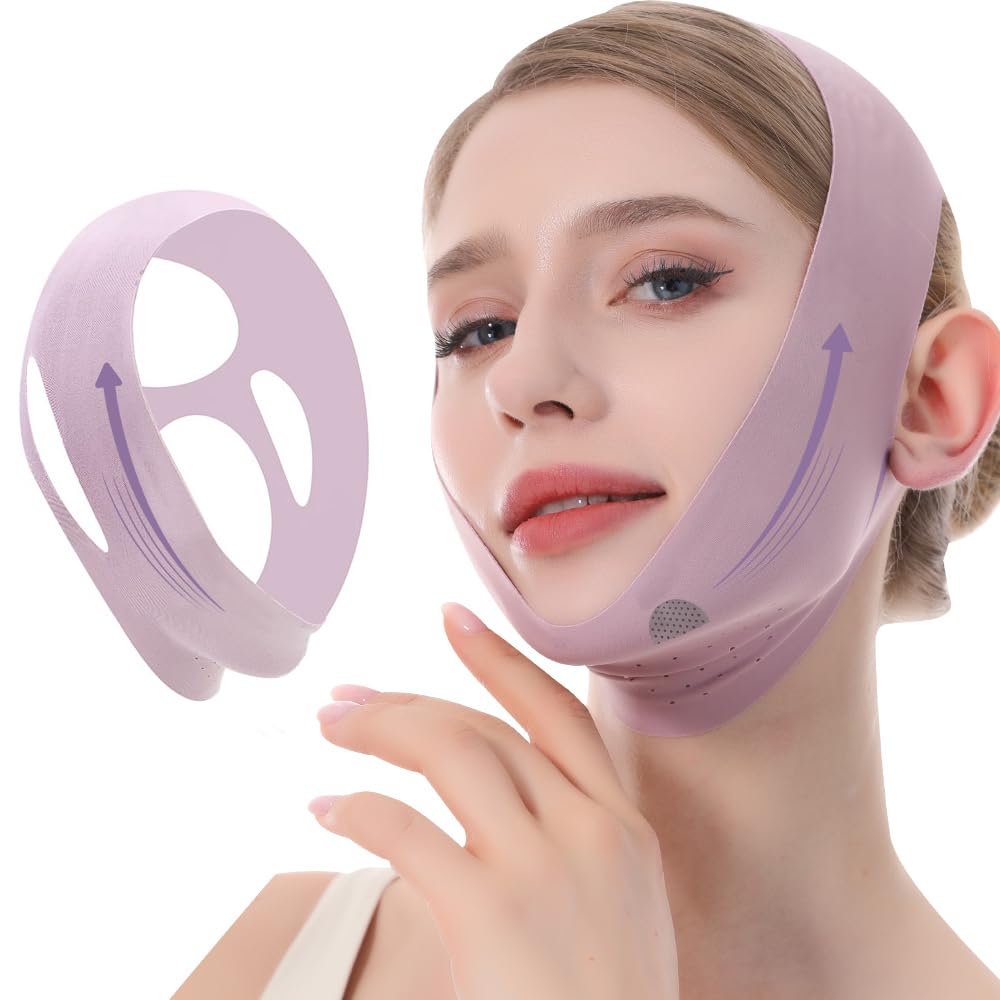 V-Line Lifting Mask, Chin Strap for Sleeping, Jawline Wrap, Medium, Pink