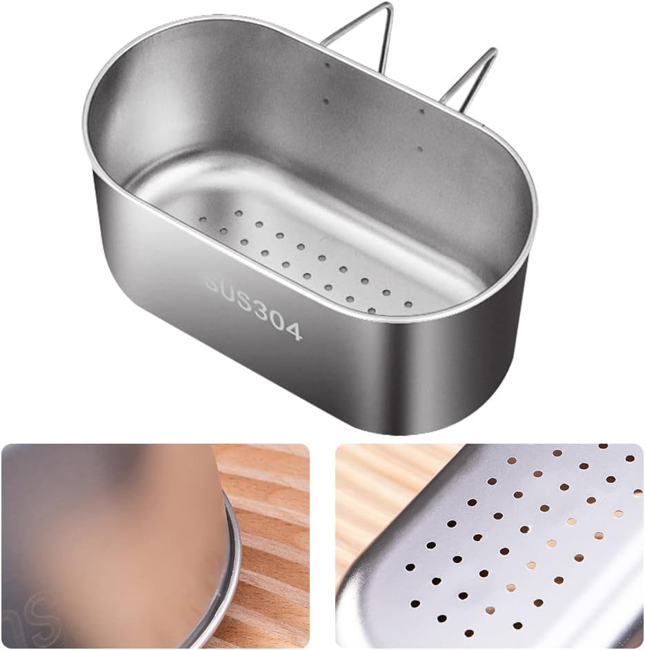 SYCOOVEN Stainless Steel Sink Drain Strainer Basket, Multifunctional Hanging Sink Strainer Colander Drain Basket Kitchen Sink Food Waste Filter and Wash Vegetables Fruits(Silver)