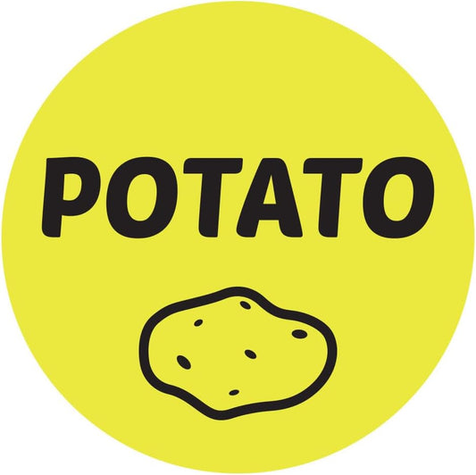 Potato Stickers Labels, 1" Round, Yellow, 600 Count
