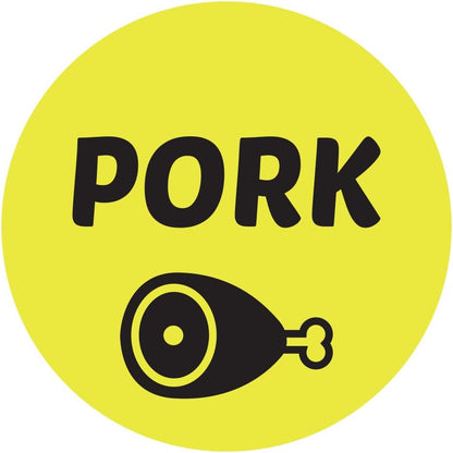 Ham & Cheese Stickers - 1 Inch Round Circle Food Labels in Bright Yellow for Restaurant Deli Food Truck Supermarket Grocery Store Stickers Food Menu Meal Choice Sticker Package Label - 300 Labels/Pack