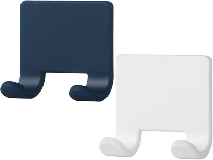 VANZAVANZU Razor Shaver Holder for Shower Wall Adhesive Hooks for Hanging, Bathroom Silicone Waterproof Shower Hooks Hair Brush Holder for Towel (2 Pack-White)