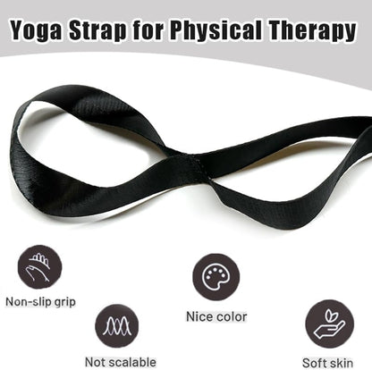 Oak-Sports Stretching Strap Yoga Strap for Physical Therapy with 10 Loops, Yoga Straps for Stretching, Upgraded Non-Elastic Stretch Band for Pilates, Dance and Gymnastics with Workout Guide