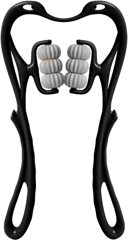 HaSeftni Neck Massager, Upgrade 6 Balls Massage Point Roller Massager for Pain Relief Handheld Tool Suitable Legs Waist and Shoulder Relaxer - Black