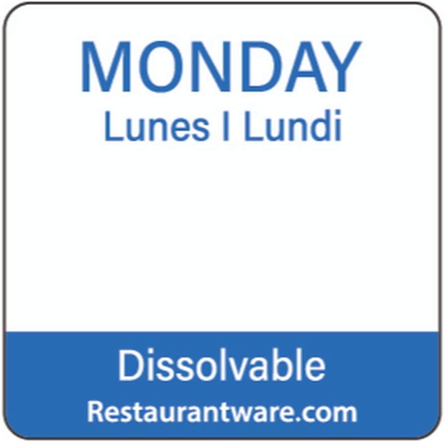 Restaurantware RW Smart 1 Inch x 1 Inch Food Rotation Labels 500 Dissolvable Food Safety Labels - Premium Trilingual Orange Paper Day Of The Week Labels For Food Storage Or Prep Saturday
