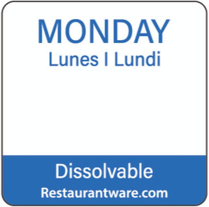Restaurantware RW Smart 1 Inch x 1 Inch Food Rotation Labels 500 Dissolvable Food Safety Labels - Premium Trilingual Orange Paper Day Of The Week Labels For Food Storage Or Prep Saturday