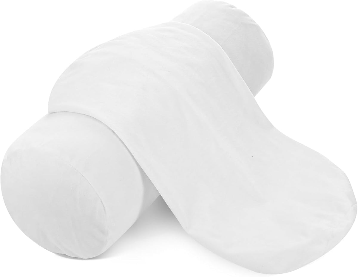 2PCS Neck Roll Pillowcases, 17x4 Inch Round Pillow Covers Cervical Neck Roll Pillow Cover Round Necks Pillows Cover Cylindrical Pillows Covers with Zipper for Home Decor (White)