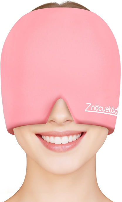 ZNÖCUETÖD Migraine Headache Relief Cap Hat Full Head ice Pack Wrap Cold Cap