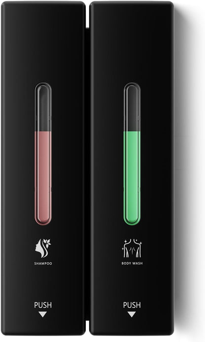 Shampoo and Conditioner Dispenser Wall Mounted, 3-Chamber Shower Soap Dispenser for Bathroom, 1200ML Large Capacity, No-Drill Installation, Clog-Free Pump for Thick Liquids (black-3-pack)