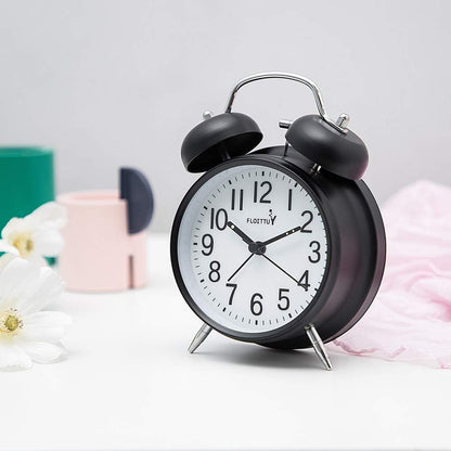 FLOITTUY Loud Alarm for Deep Sleepers 4'' Twin Bell Alarm Clock with Backlight for Bedroom and Home Decoration(Green)
