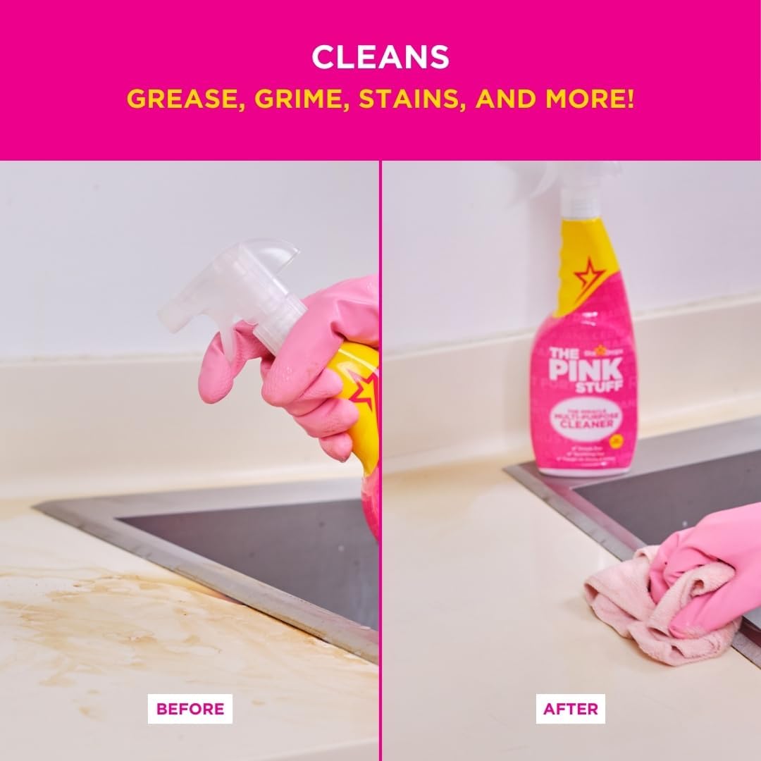 The Pink Stuff Miracle Multi-Purpose Cleaner Spray, 30 fl oz | Now 20% More, All-Purpose Cleaning Solution, For Kitchens, Bathrooms, Floors & More, Cuts Through Grease & Grime, Powerful