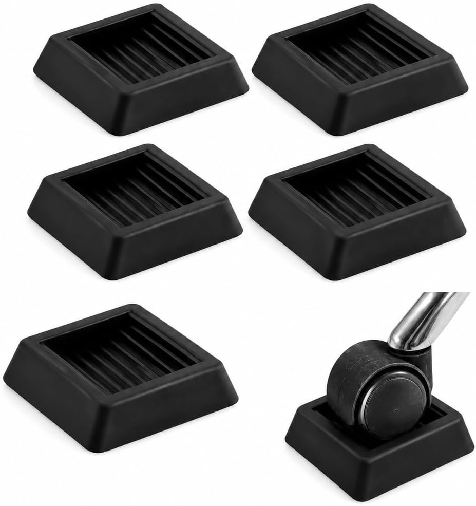 Non Slip Furniture Pads Wheel Stoppers for Office Chairs Beds Couches Prevent Sliding on Carpet Hard Floors Fits 1-4 Inch Wheels Silicone Caster Cups Durable Grips (10 PCS)