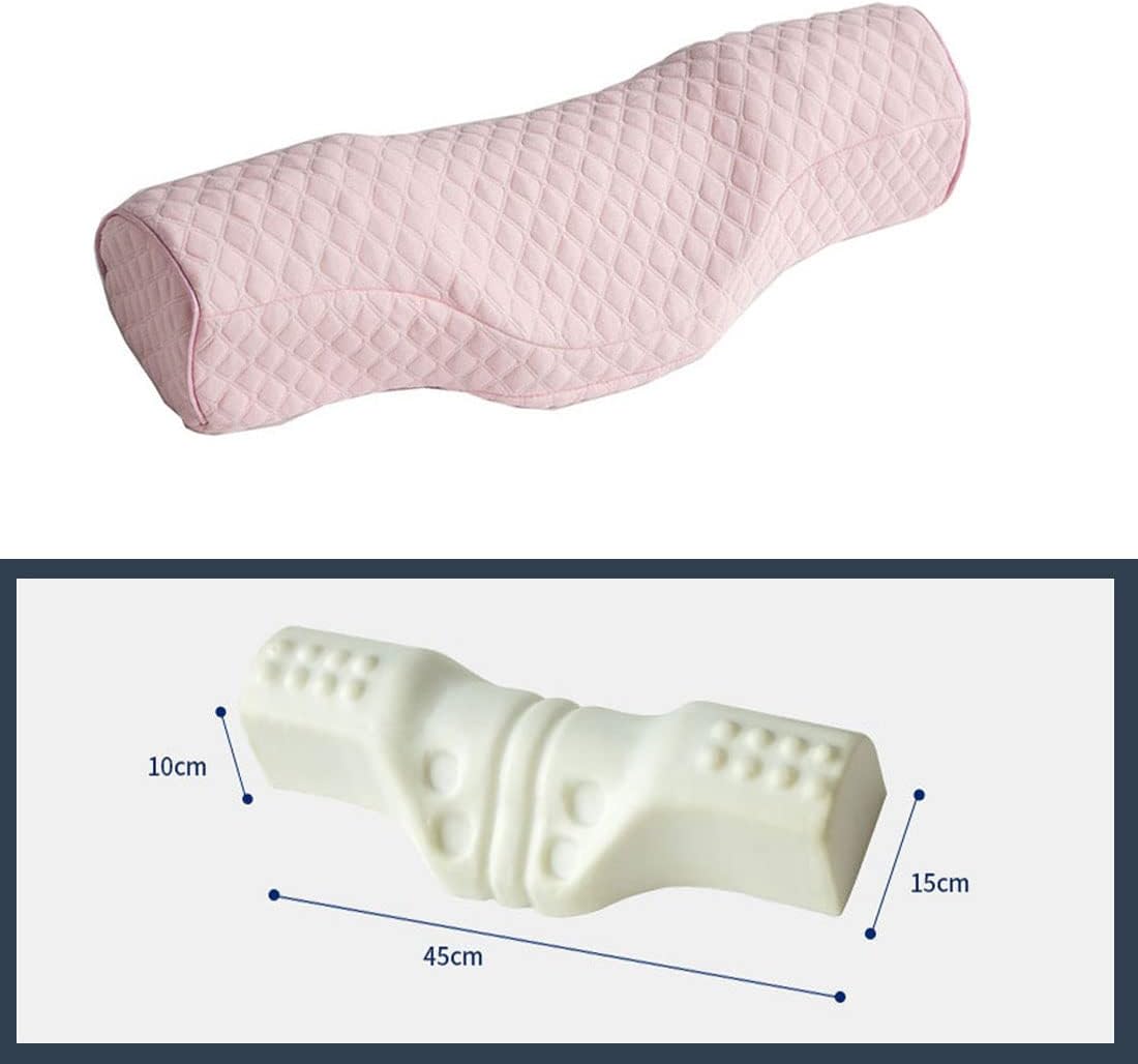 Cervical Neck Pillow for Pain Relief Sleeping, Neck roll Pillow Memory Foam for Stiff Neck Pain Relief ，Travel Bolster Pillow for Bed for Side Sleepers Back Sleeper. (Blue)