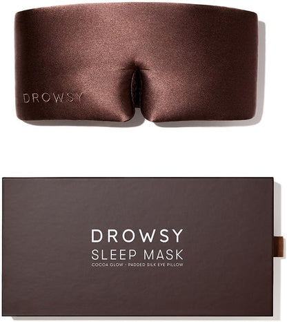 DROWSY Silk Sleep Mask - Face-Hugging, Padded Cocoon for Luxury Sleep in Total Darkness - 100% Pure Mulberry Silk, Skin-Hydrating & Adjustable (Midnight Blue)