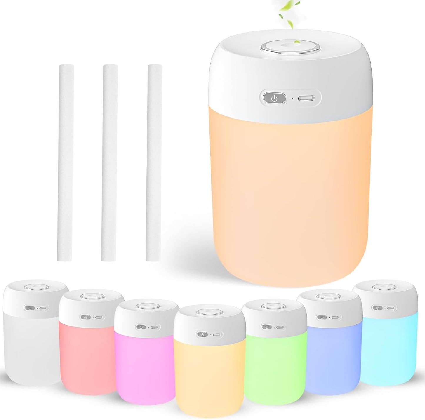 Portable Small Humidifier, 650ml Plant Humidifier, Blue | 7 Colors&Warm Light, Mini Humidifiers for Plants, Bedroom, Office, Dsektop