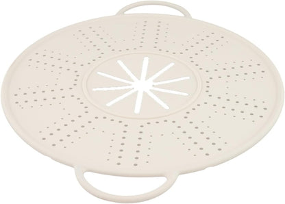 Silicone Spill Stopper Lid with Steam Vent and Double Handles, Heat Resistant Pot Cover for Cooking and Steaming, Dishwasher Safe Kitchen Gadget, 13.4 x 10.8 Inch, Black(white)