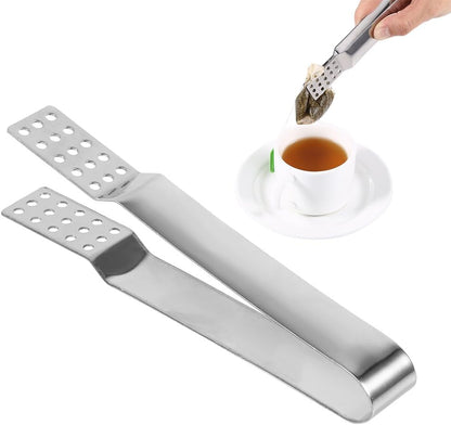 Dioche Kitchen Tong Stainless Steel Tea Bag Squeezer Utility Tong Tea Bag Strainer for Kitchen Tools