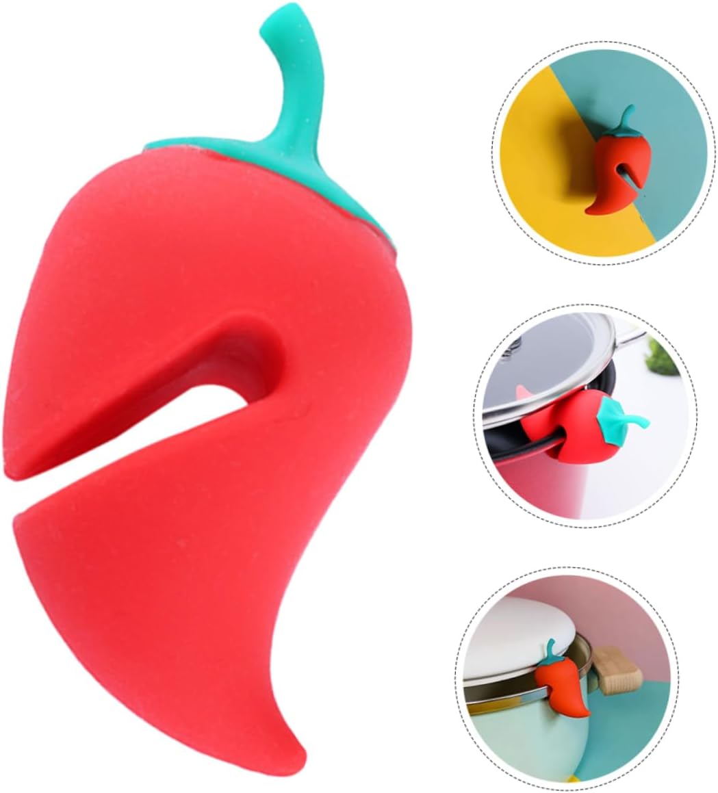 4Pcs Chili Silicone Pot Lid Lifter Heat Resistant Spill Stopper Kitchen Gadget for Preventing Boil Overs and Enhancing Air Circulation