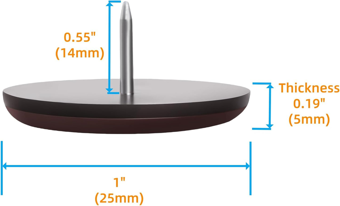 1" Nail on Furniture Sliders (24 Pack) - Furnigear Heavy Duty PTFE (Teflon) Chair Sliders Glides Wooden Furniture Movers Move Your Furniture Easily & Safety - Best Chair Leg Floor Protectors