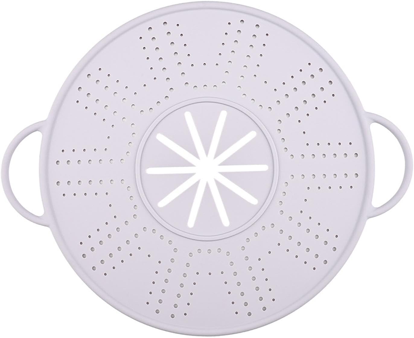 Silicone Spill Stopper Lid, 10.94 in Heat Resistant Splatter Screen with Double Handles for Boil-Over Prevention, Black