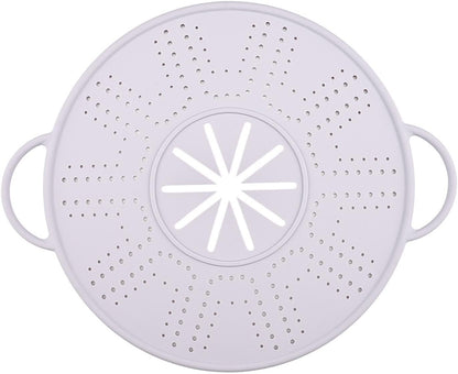 Silicone Spill Stopper Lid, 10.94 in Heat Resistant Splatter Screen with Double Handles for Boil-Over Prevention, Black