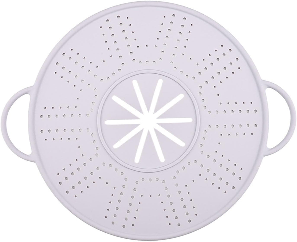Silicone Spill Stopper Lid, 10.94 in Heat Resistant Splatter Screen with Double Handles for Boil-Over Prevention, Black