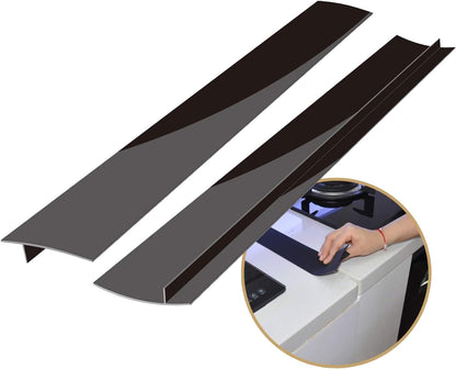 Silicone Stove Counter Gap Cover 30 Inch Side Range Gap Filler 2 Pack Black | Extra long kitchen stove gap covers, 0.2-1 inch gap, heavy 10 oz, cut to size, oven crack guards between stove and counter