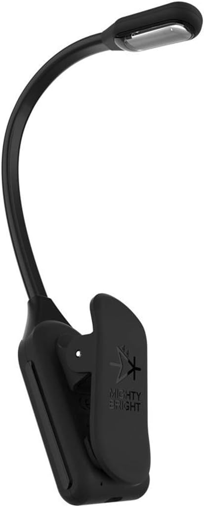 Mighty Bright The Original WonderFlex Rechargeable Book Light, 20 Lumens of Warm Eye-Care Light, 3 Brightness Levels, 45 Hours of Battery Life, Durable, Flexible (Black)