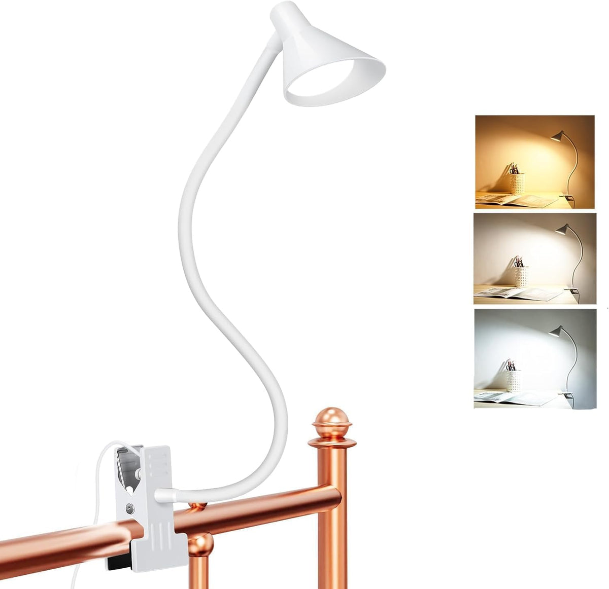 Clip on Light, Eye Care Reading Lights for Books in Bed Clip on Lamp Pink