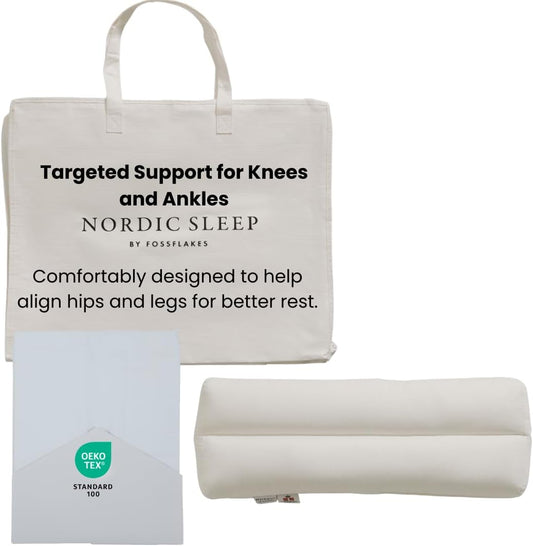 FOSSFLAKES Knee & Ankle Leg Pillow for Side Sleepers, Firm Support | Firm leg pillow that cushions the knees and ankles and keeps hips and spine aligned for side sleepers; Fossflakes fill
