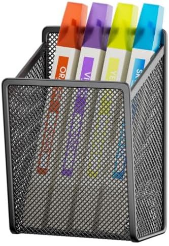 UCYCAZ Magnetic Pen Holder,Single Magnetic Pencil Locker Holder Organizer | Strong Magnets Mesh Marker Holder,Locker Accessories,Writing Utensil Storage Organizer,Pen Basket for Whiteboard,Refrigerator