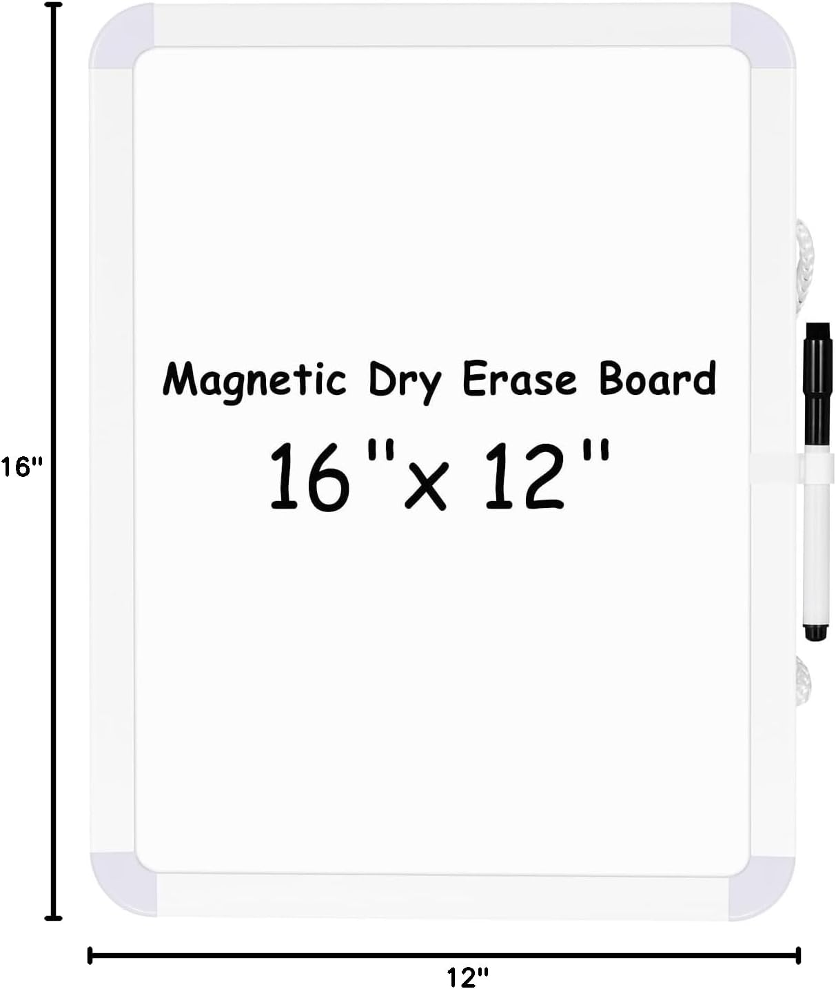 Magnetic Dry Erase Whiteboard for Fridge, 12"x8" Small White Board for Refrigerator, Grocery List & Meal Planner Kitchen Organizer with Stain Resistant Technology, Includes 3 Markers & Eraser