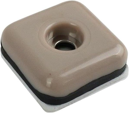 Shepherd SlideGlide 2-1/8" Square Adhesive Furniture Sliders for Carpet, Heavy-Duty Protective Furniture Moving Pads with Self-Adhesive or Screw-On Application, Set of 4, Beige