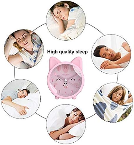3" Cat Silicone Analog Alarm Clock Silent Non Ticking Backlight Desk Clock