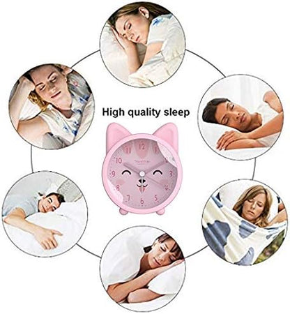 3" Cat Silicone Analog Alarm Clock Silent Non Ticking Backlight Desk Clock