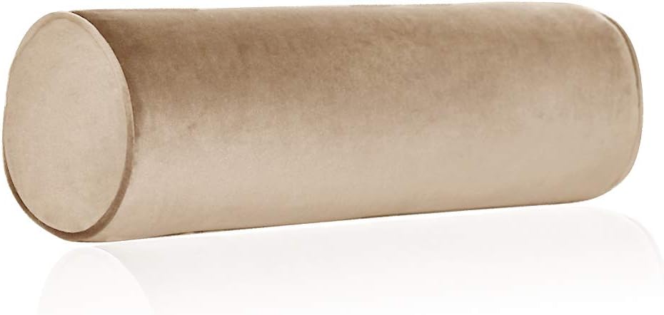 Tinbolunce Memory Foam Roll Pillow for Knee/Leg/Neck - Full Moon Bolster/Round Cylinder Pillow for Sleeping on Side or Back - Removable Cooling Cover Length 18" x 6" Diameter (Chocolate Brown)