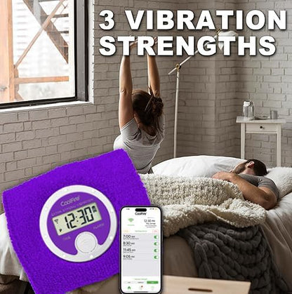 Coolfire Vibrating Alarm Clock Wristband, Silent Wake-Up Watch for Heavy Sleepers, Won’t Disturb Partner, Couples/Roommates, Deaf/Hearing Impaired, 4 Alarms, Bluetooth App, Rechargeable (Purple)