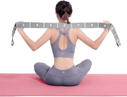 11 Loops Stretch band - Yoga, Pilates, Ballet, and Physical Therapy Stretching strap for Flexibility, Leg Stretching, and Exercise - Durable Stretching equipment for Dance and Fitness