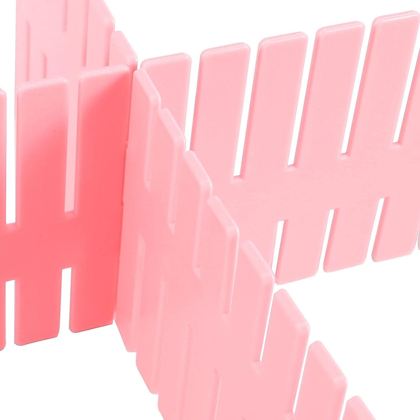 ZOENHOU 60 PCS DIY Drawer Divider Organizers, Pink Grid Drawer Dividers, Adjustable Premium Plastic Organizers for Makeup Drawers Desktop Kitchen Drawer Organizers and Storage, 12.6 x 2.76 Inch
