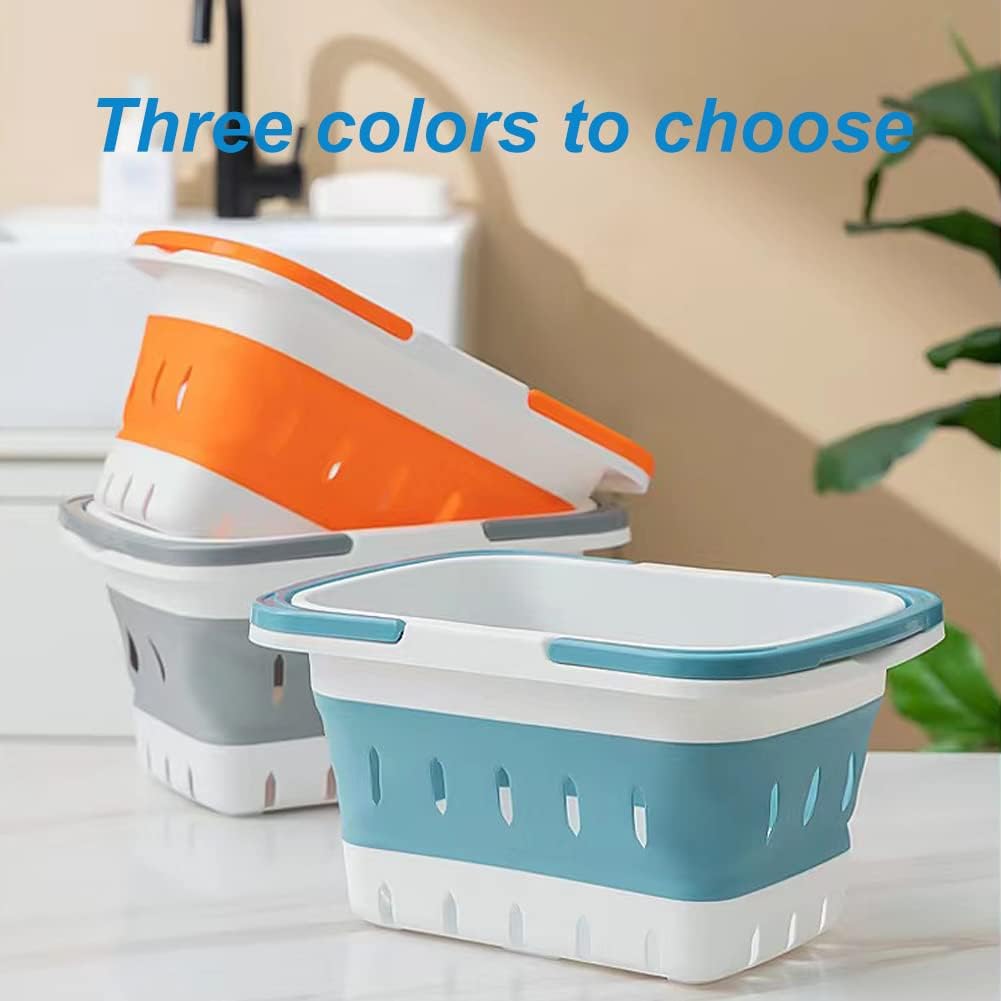 Plastic Caddy for Cleaning Supplies Products, Storage Collapsible Basket with Handles, Box Organizer Bin for Bathroom, Kitchen, College Dorm,Gym (Blue 1 pack)