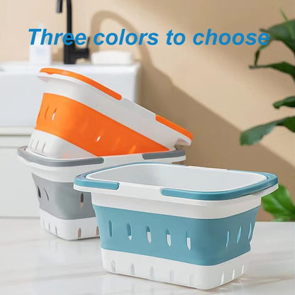 Plastic Caddy for Cleaning Supplies Products, Storage Collapsible Basket with Handles, Box Organizer Bin for Bathroom, Kitchen, College Dorm,Gym (Blue 1 pack)