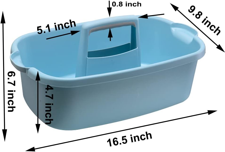 Large Plastic Cleaning Supply Caddy with Handle, Portable Cleaning Tool Storage Tote for Dorm, Bath, Pantry (Dark Grey)