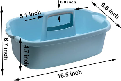 Large Plastic Cleaning Supply Caddy with Handle, Portable Cleaning Tool Storage Tote for Dorm, Bath, Pantry (Dark Grey)