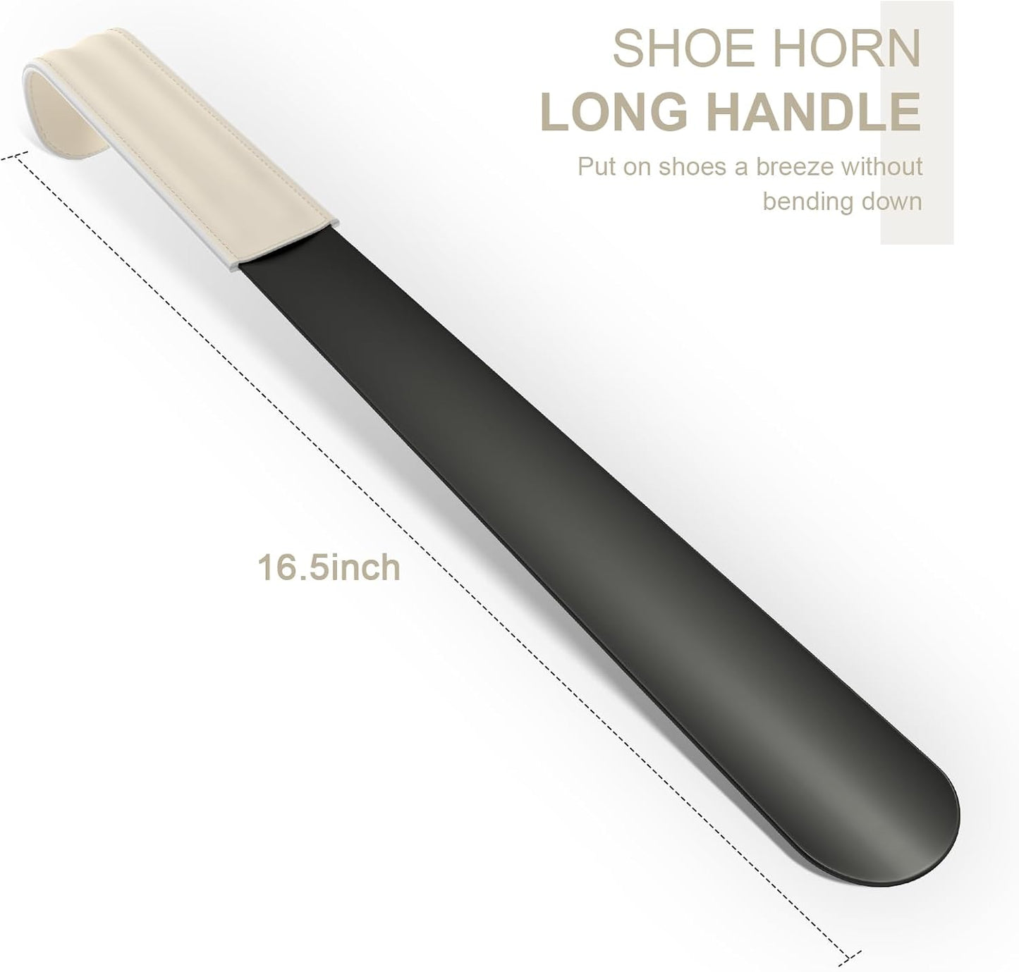 16.5 Inch Long Handle Shoe Horn for Seniors Men Women Kids, Metal Shoe Horns for Boots