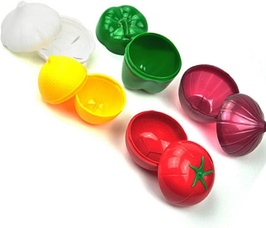 OUKEYI Onion, tomato, lemon, green pepper 4 PCS Vegetable and Fruit Storage Containers for Fridge,，Reusable SiliconeRefrigerator Box Storage Bowls Saver Holder Keeper