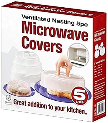 5 Piece Ventilated Microwave Covers Adjustable Steam Vents Assorted Sizes BPA Free Mixed Sizes For Large & Small Food Plates Bowls