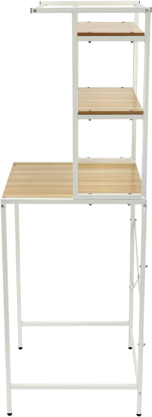 Over Washer and Dryer Storage Shelf Portable Organizer Rack Space Saver Standing Rack with Adjustable Feet for Bathroom Laundry Room (Black+Oak)
