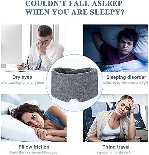 FRESHME Cotton Sleep Eye Mask for Men - Upgrade Design Blackout Side Sleeper Eyes Cover for Night Sleeping, Large Size Wide Soft Travel Airplane Blindfold with Adjustable Velcro Strap for Work Nap