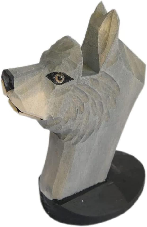 Red Dollar Handmade Wood Carved Animal Eyeglass Holder, Cute Sunglasses Display Stand, Nightstand Home Office Desk Decor, Christmas Holiday New Year Business Gift for Men Women Adults (Dog)